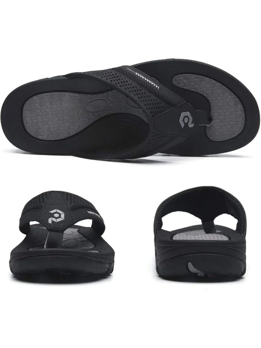 Men's All Black Flip-flops Thongs Sandals Durable Comfort Slippers For Casual